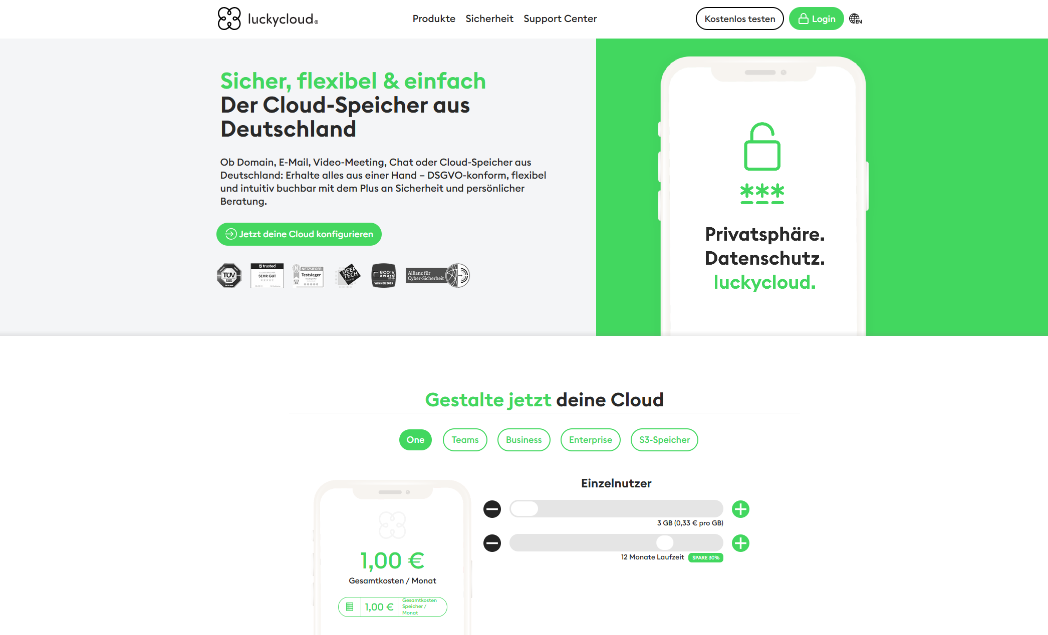 luckycloud_Erste%20Schritte01_Testen%20Button